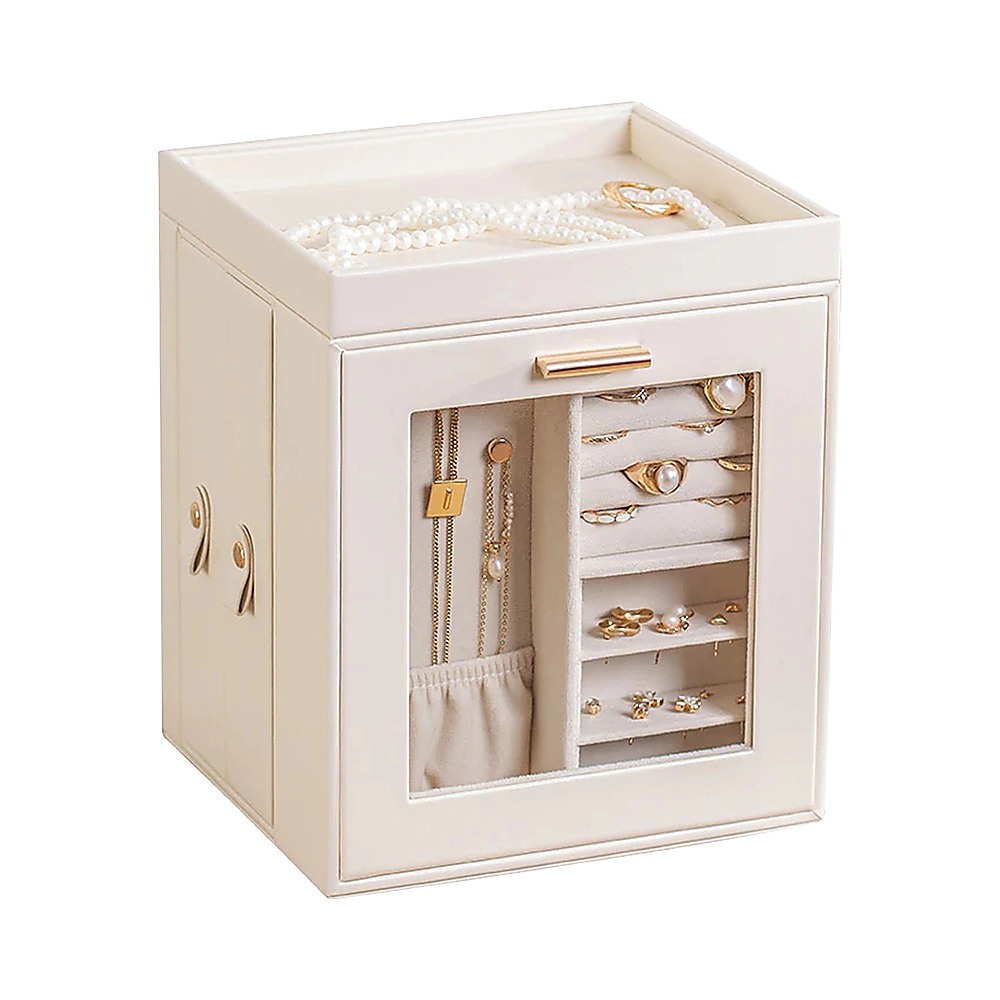 Rotating Organiser Box with Mirror Jewellery Storage for Dressing Table - Image 6