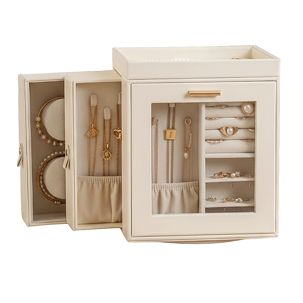 Rotating Organiser Box with Mirror Jewellery Storage for Dressing Table - Image 8