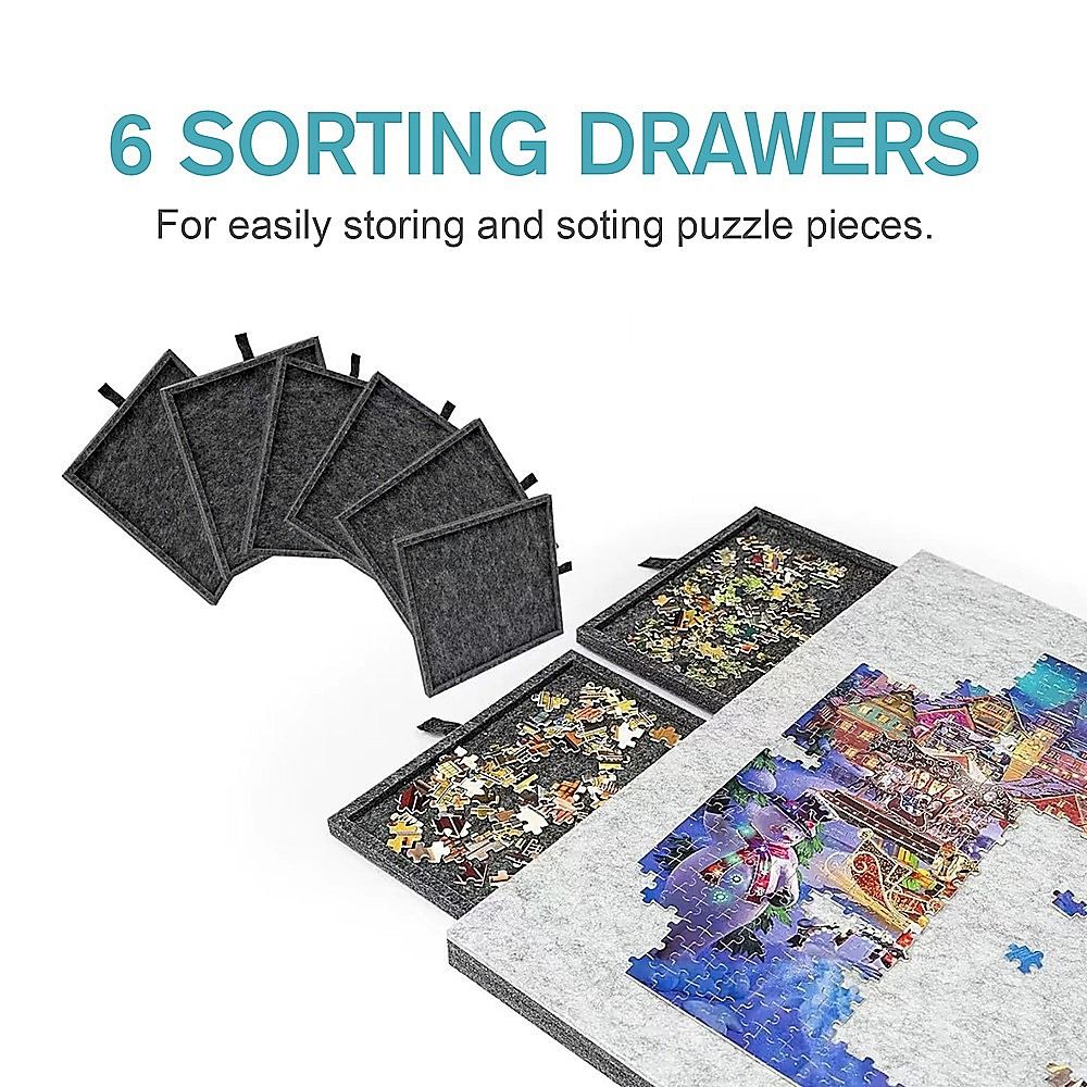 1000 Piece Felt Jigsaw Puzzle Board with 6 Drawers Portable Table - Image 5