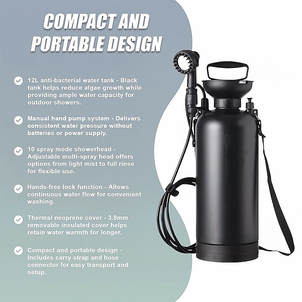 Portable 12L Camping Shower - 10 Spray Modes & Lock Switch - Image 5