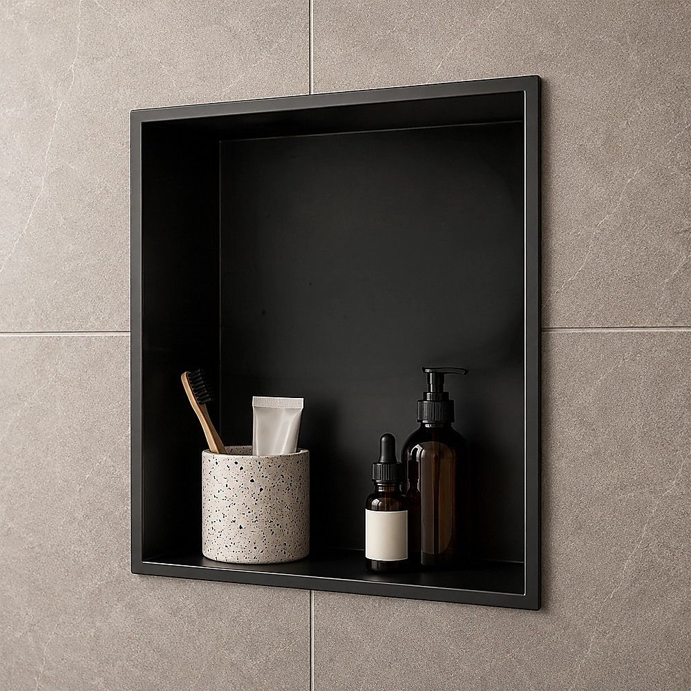 Stainless Steel Shower Niche 32x32cm Double Shelf Insert Wall Recessed - Image 2