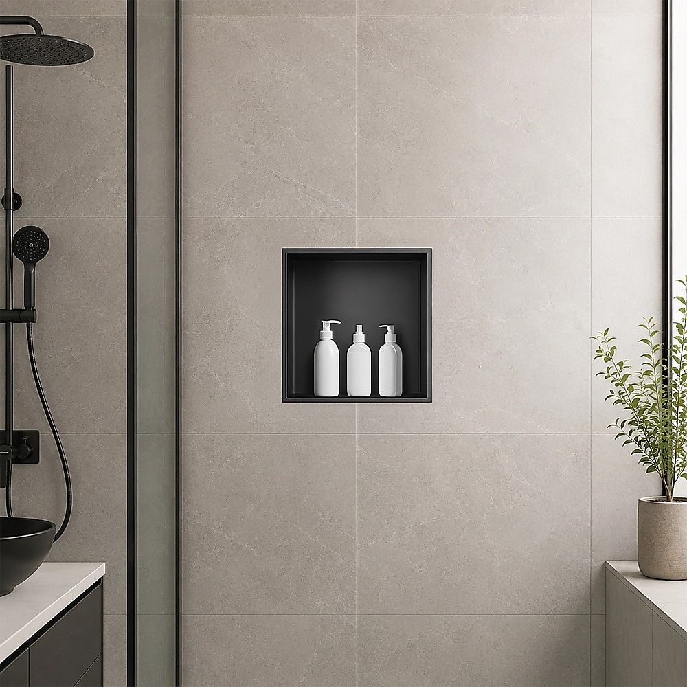 Stainless Steel Shower Niche 32x32cm Double Shelf Insert Wall Recessed - Image 5