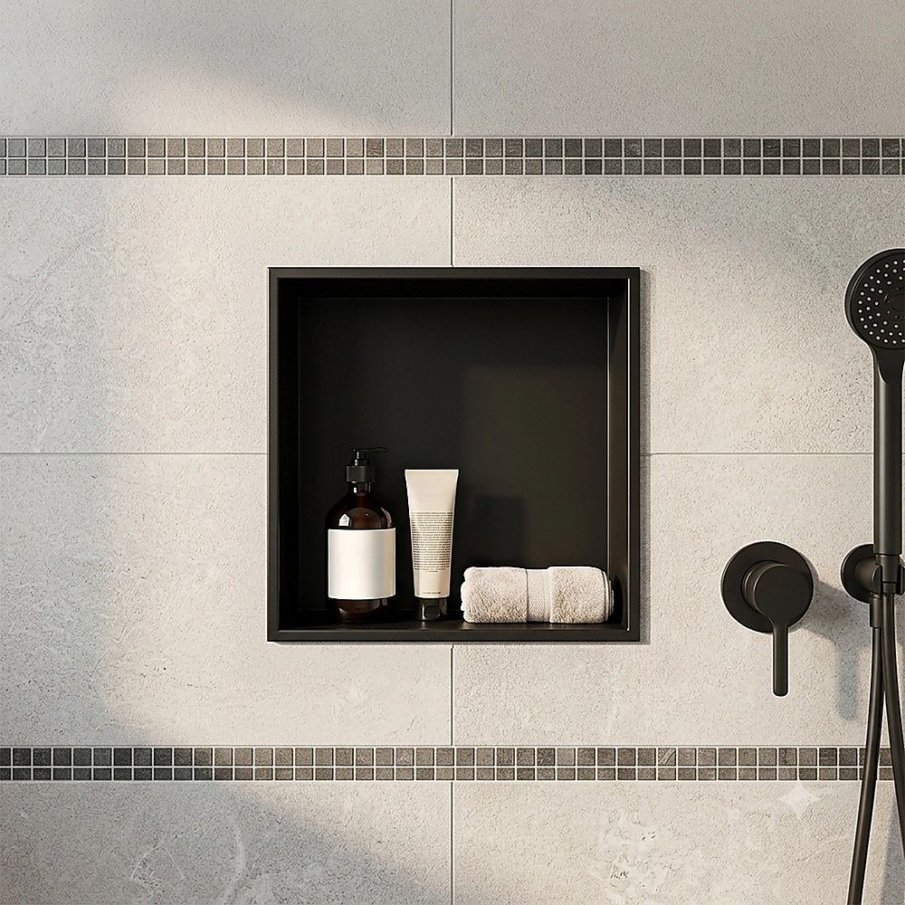Stainless Steel Shower Niche 32x32cm Double Shelf Insert Wall Recessed - Image 7