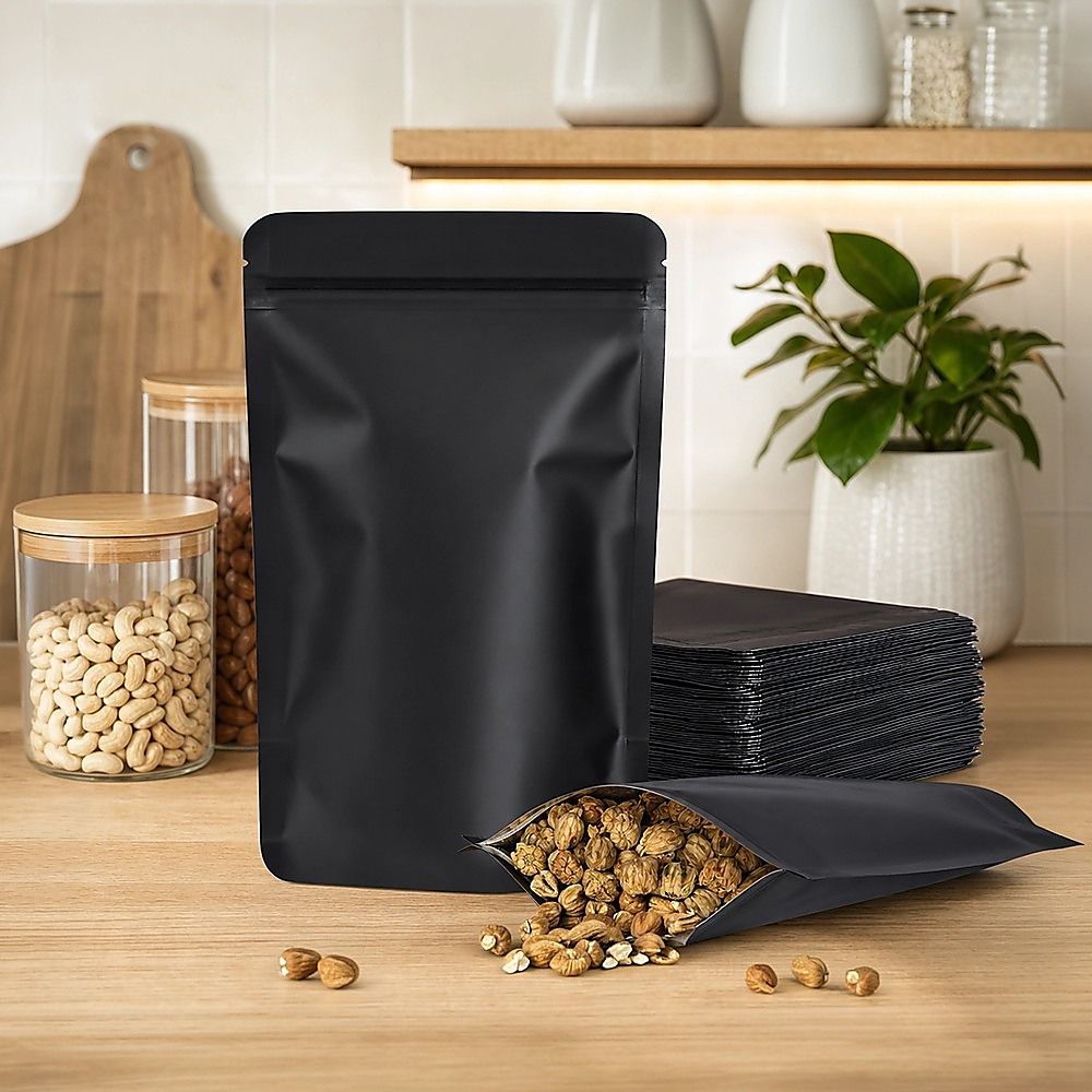 Black Aluminium Mylar Foil Stand Up Pouch 100pcs - Image 7