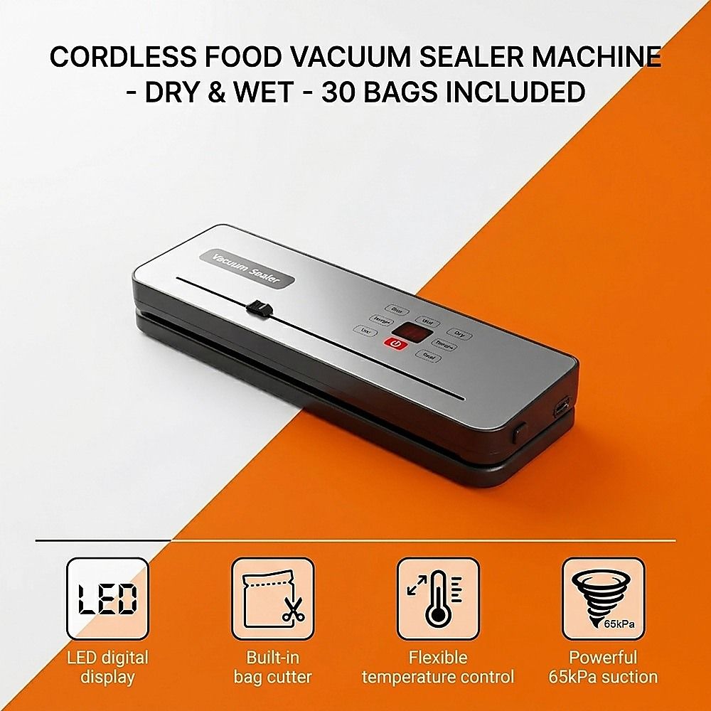 Cordless Food Vacuum Sealer Machine Dry Wet 30 Bags - Image 3