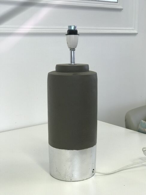 Zane Concrete Silver Trim Lamp Base Only 42cm - Image 1