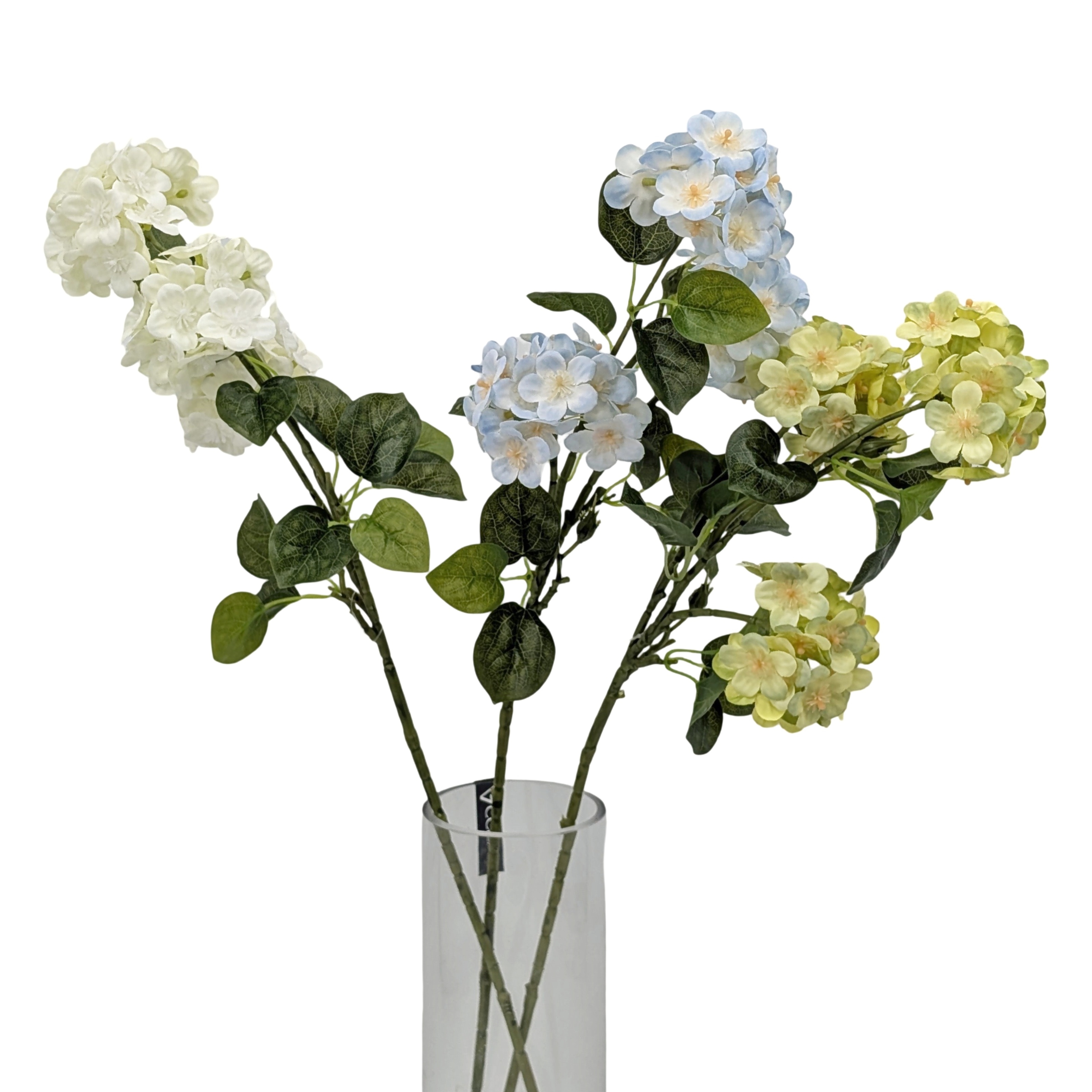 bulk 24 Artificial Mini Hydrangea Stem 3 Head 69cm 3 Asst - Image 1