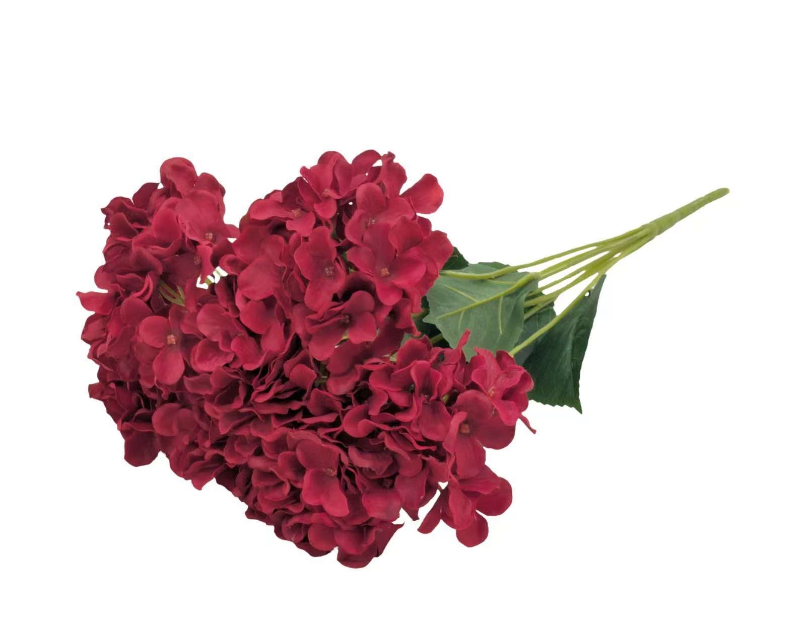bulk 12 Artificial Burgundy Hydrangea Bunch 52cm - Image 1