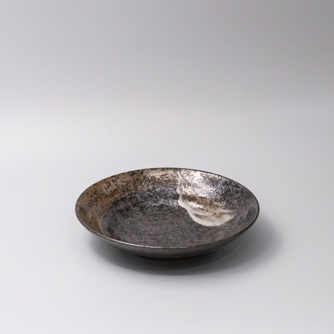 Pasta Bowl Flat 23cm Bronze Brushstroke Glaze - Image 1