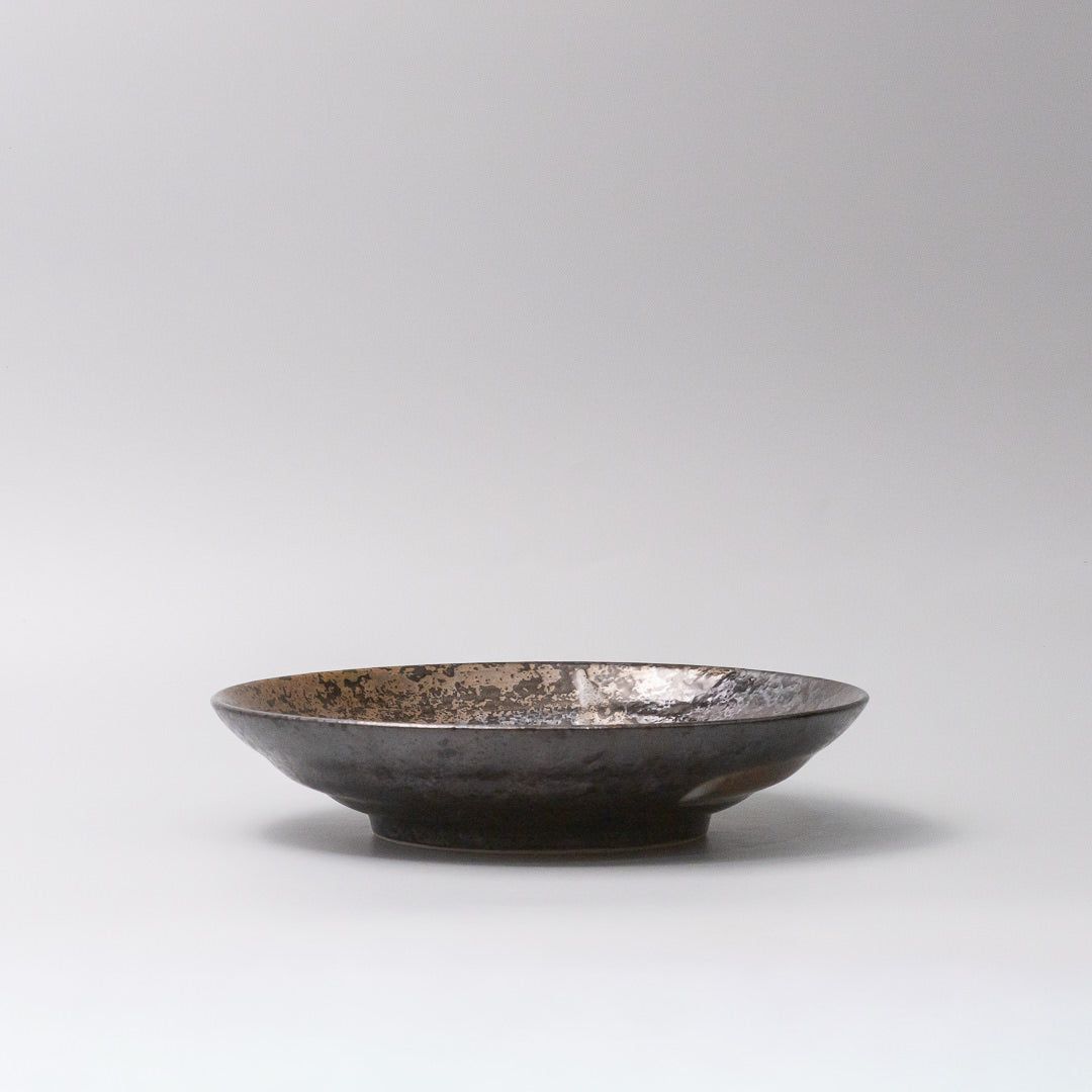 Pasta Bowl Flat 23cm Bronze Brushstroke Glaze - Image 4
