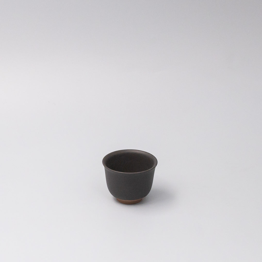 Sake and Tea Cup 6cm Black Matte Flared Glaze - Image 1