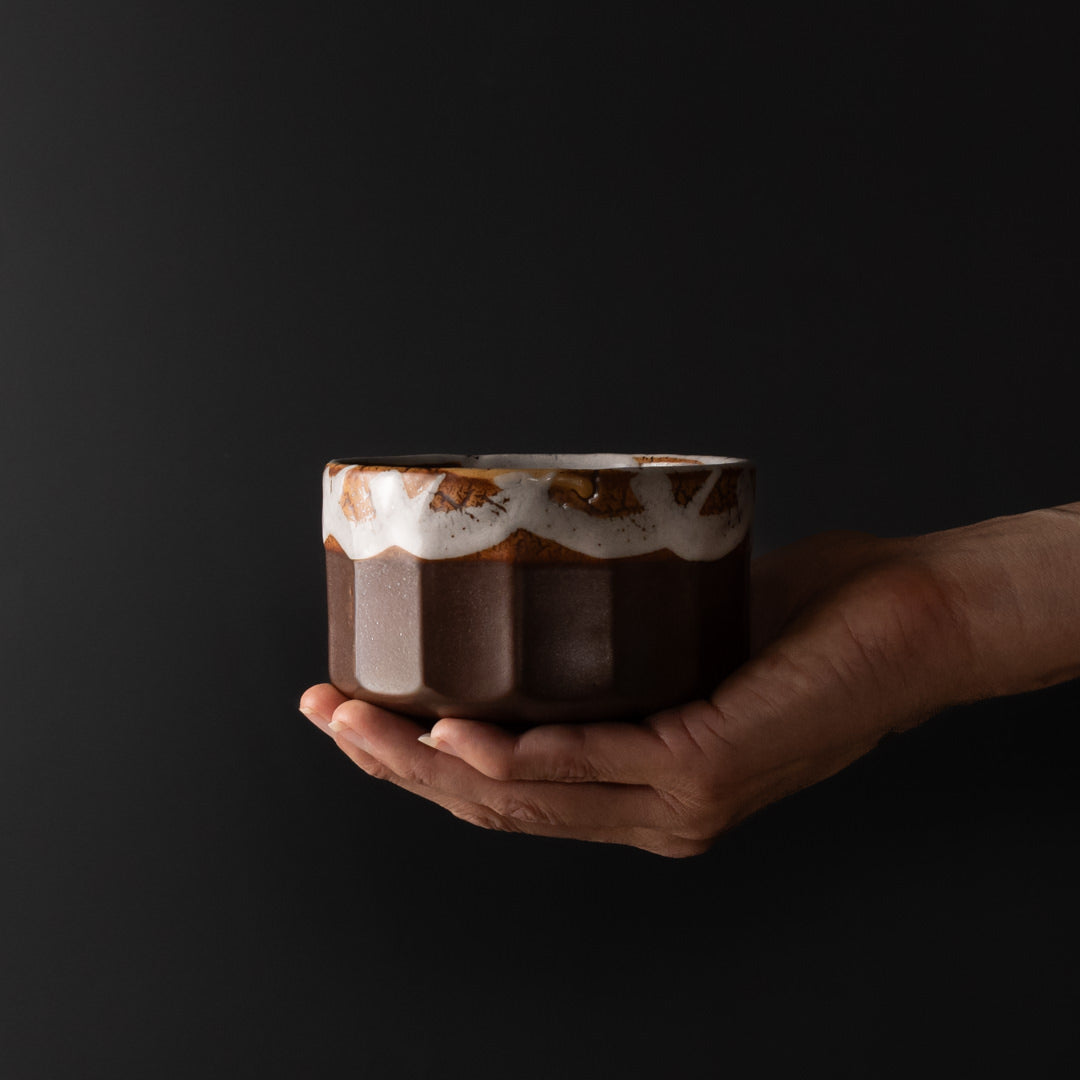 Matcha Tea bowl 11cm Metallic Rust Glaze - Image 1