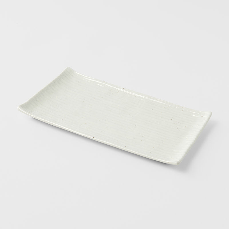 Sushi Plate 24cm White Contour Glaze - Image 1