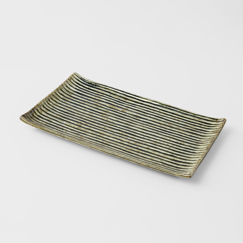 Sushi Plate 24cm Green Contour Glaze - Image 1