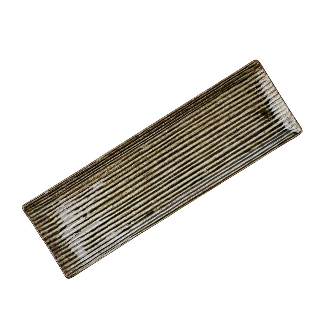 Sashimi Plate 33.2cm Green Contour Glaze - Image 1