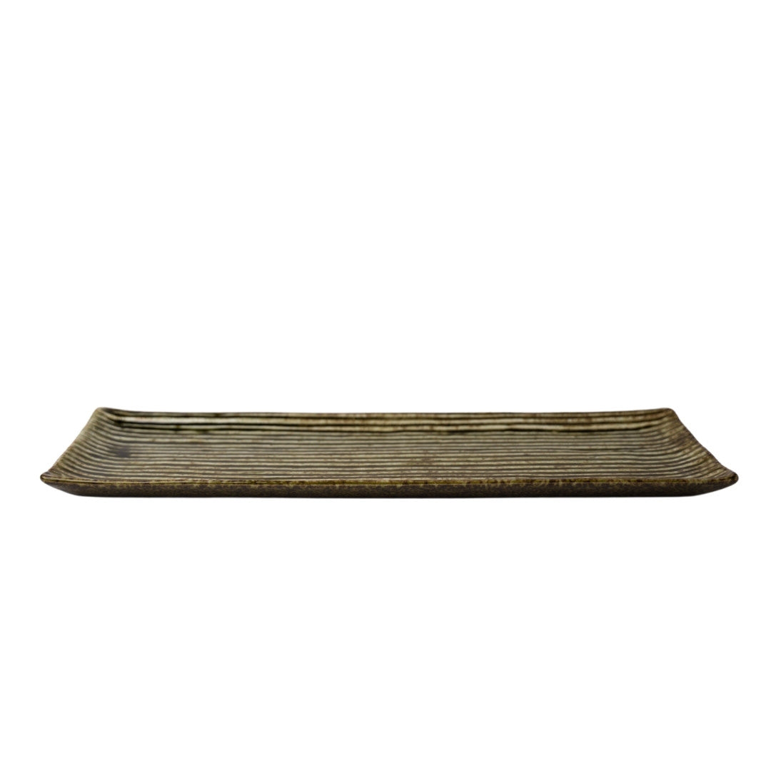 Sashimi Plate 33.2cm Green Contour Glaze - Image 4
