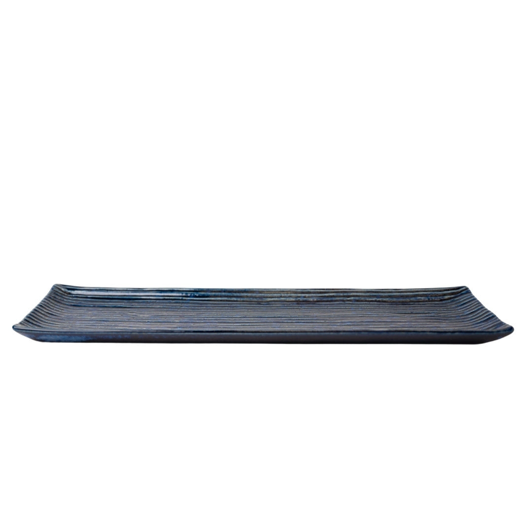 Sashimi Plate 33.2cm Blue Contour Glaze - Image 4