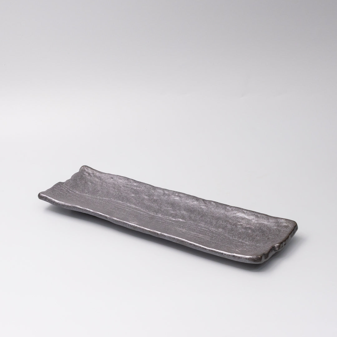 Plate Rectangular 33x11cm Matte Black Glaze - Image 1
