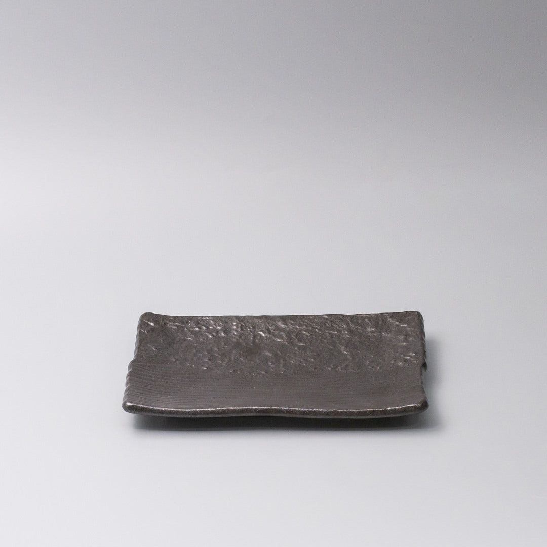 Plate Sushi Rectangular 21cm Matte Black Glaze - Image 1