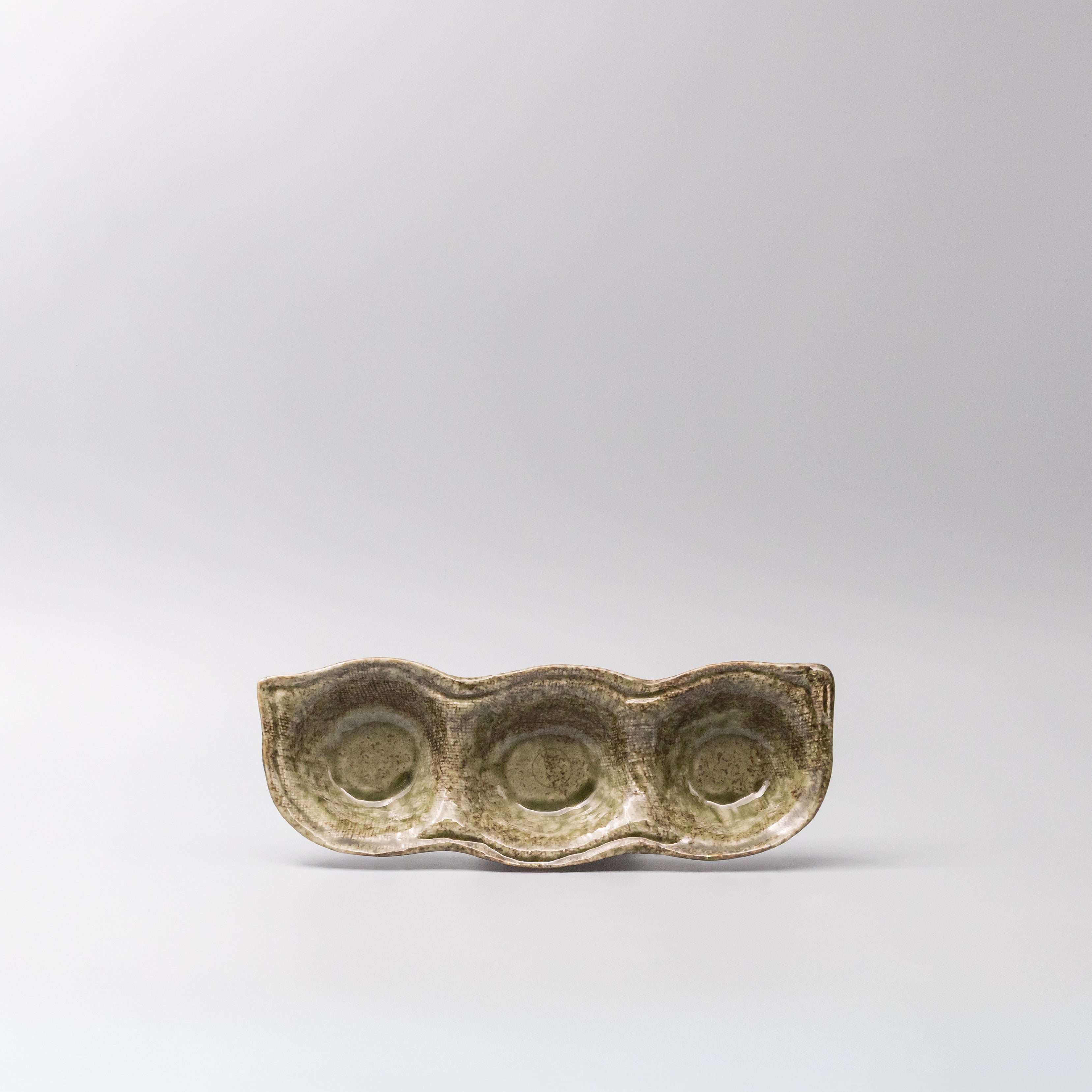 Edamame Triple Pod Dish Green Glaze - Image 4