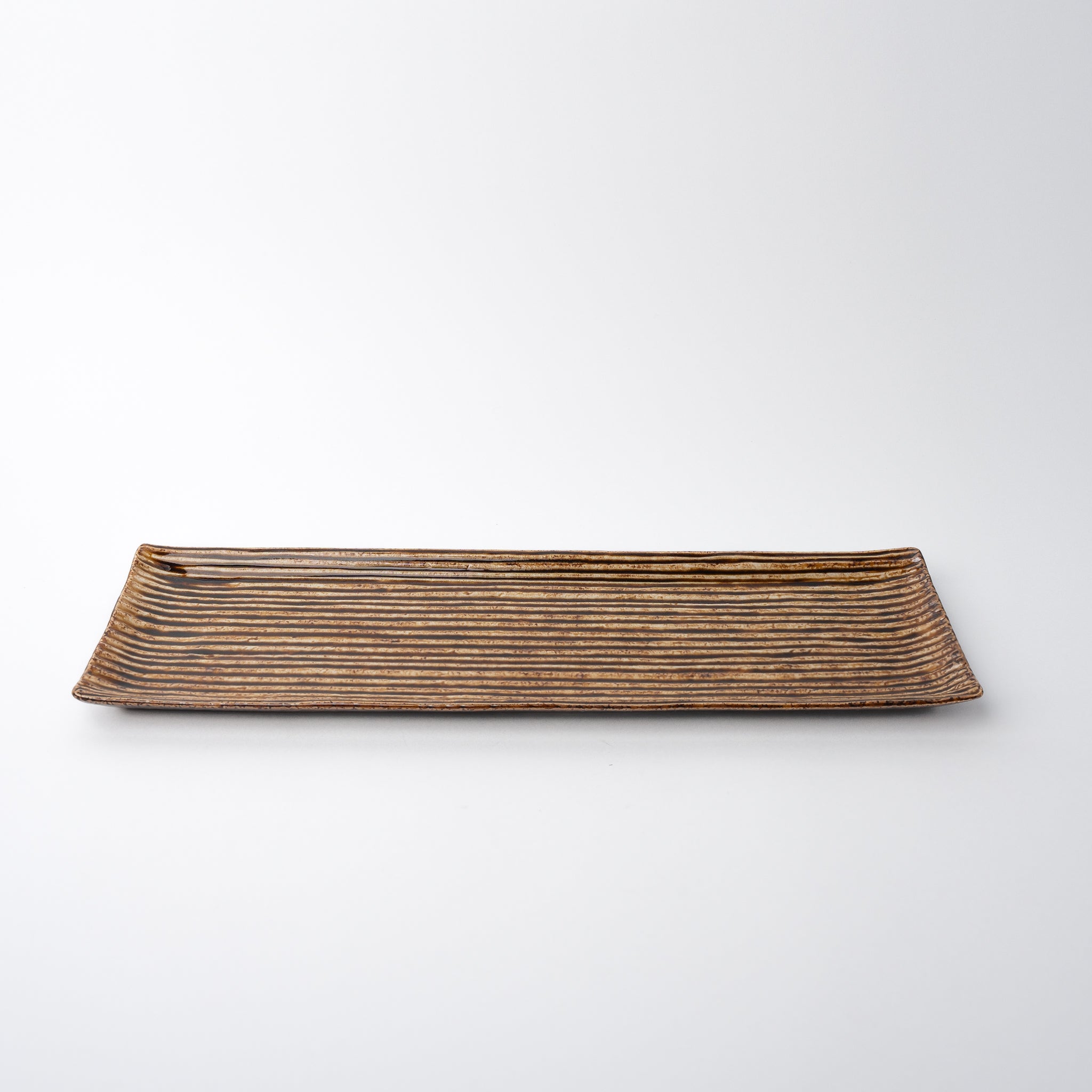 Sashimi Plate 33.2cm Amber Contour Glaze - Image 1