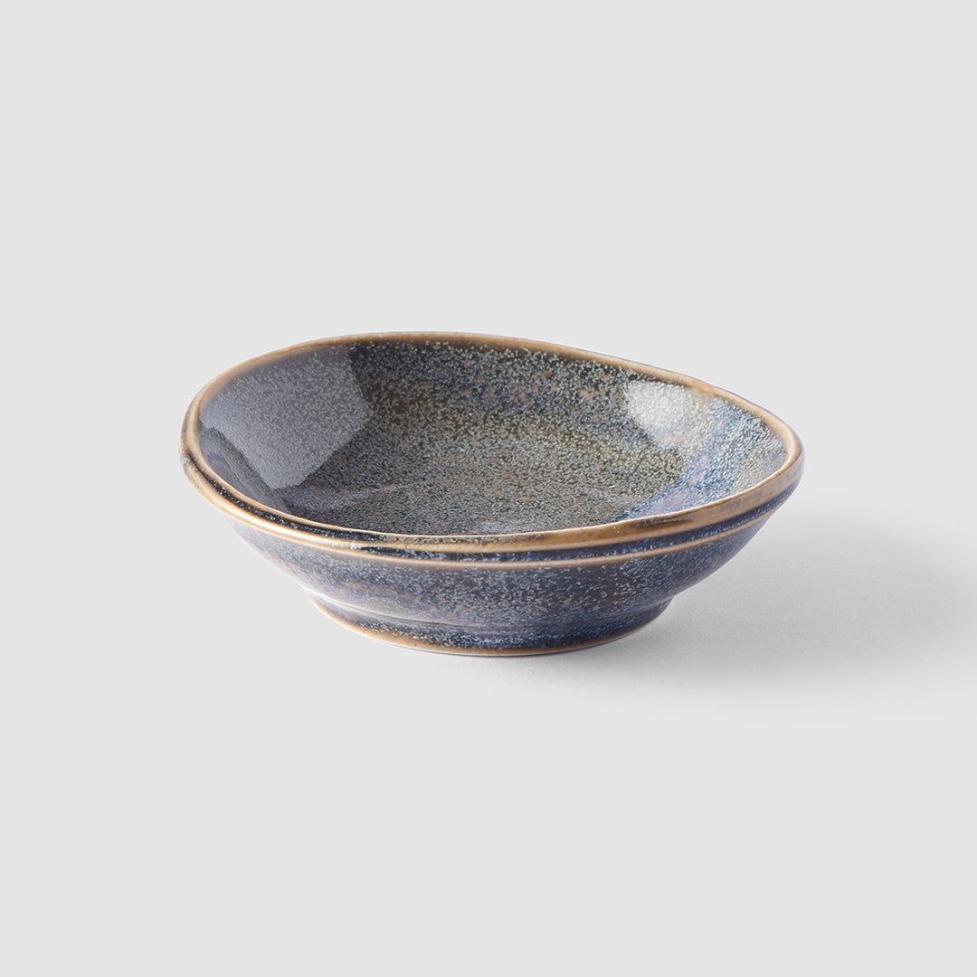 Sauce Dish organic shape 8cm Steel Grey Glaze - Image 1