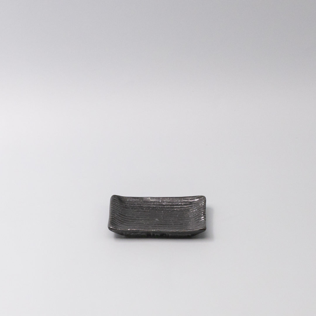 Sauce Dish 10cm Mamezara Black Contour Glaze - Image 1