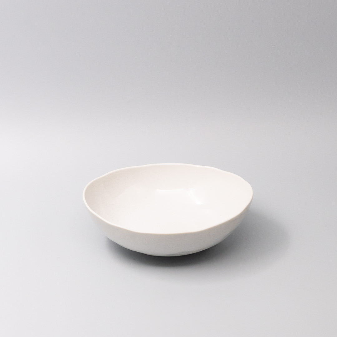 Bowl Oval 20cm Parchment White Glaze - Image 1