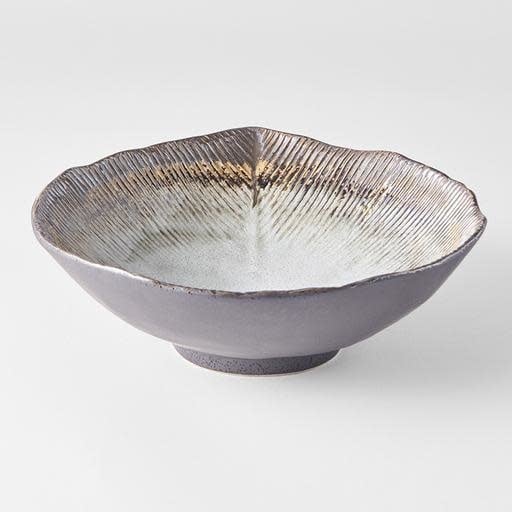 Bowl Irregular 22cm Akane Grey Glaze - Image 1
