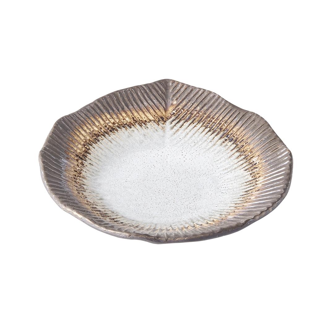Plate Leaf Shape 16cm Akane Grey Glaze - Image 1