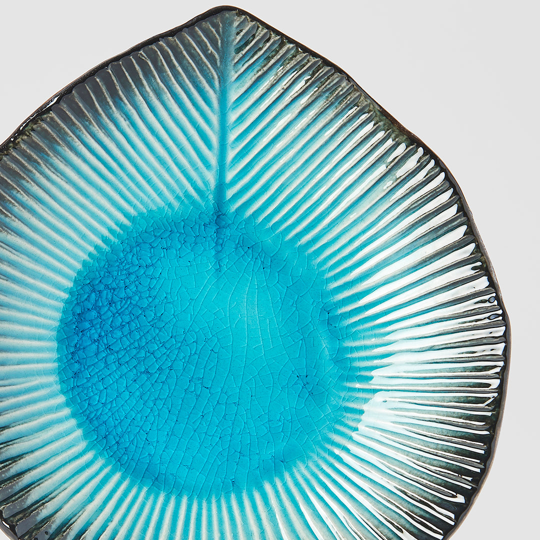 Plate Leaf Shape 16cm Sky Blue Glaze - Image 2