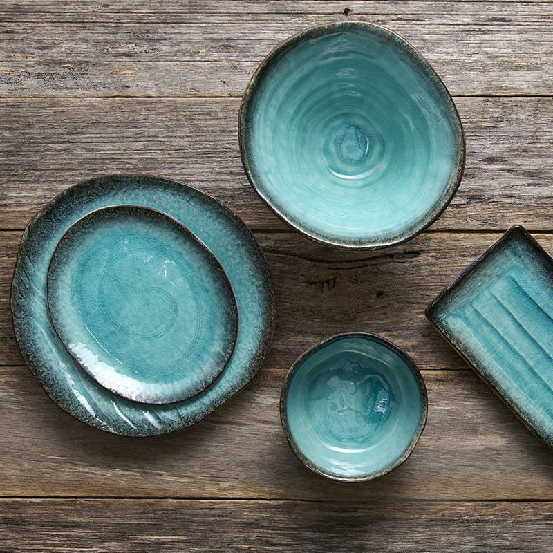 Plate Leaf Shape 16cm Sky Blue Glaze - Image 4