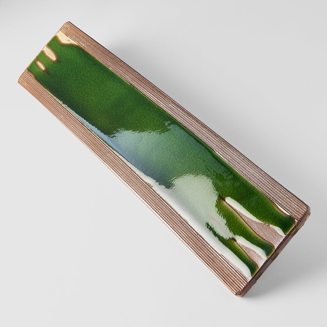Platter Rectangular 52cm Earth Bright Green Glaze - Image 1