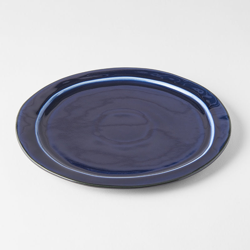 Plate Organic Flat 25.5cm Sapphire Blue Glaze - Image 1