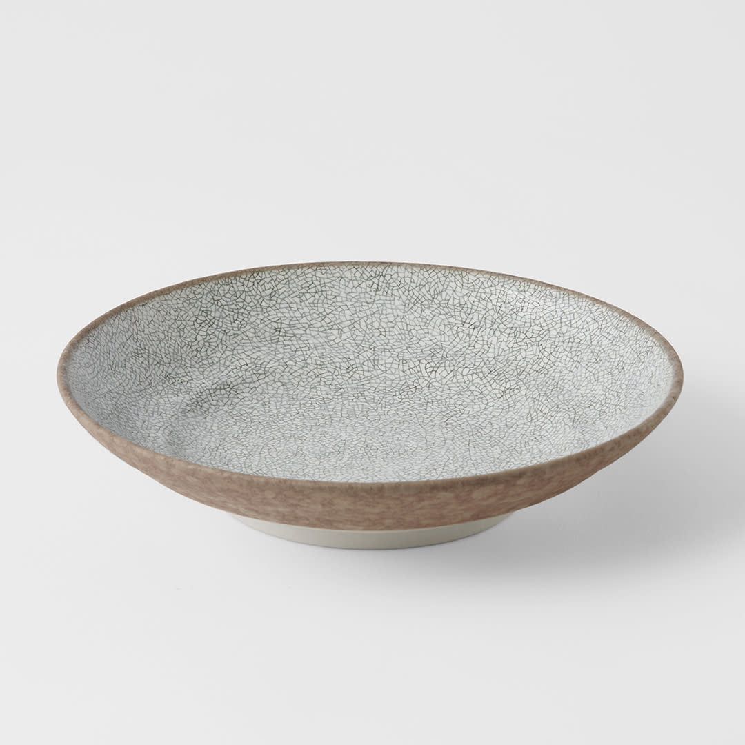 Pasta Bowl Flat 23cm Crazed Grey Glaze - Image 1
