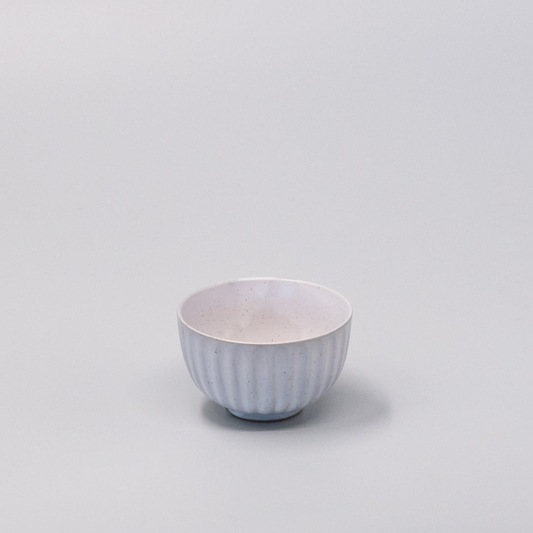 Tea Cup Ridged 150ml Speckled White - Image 1