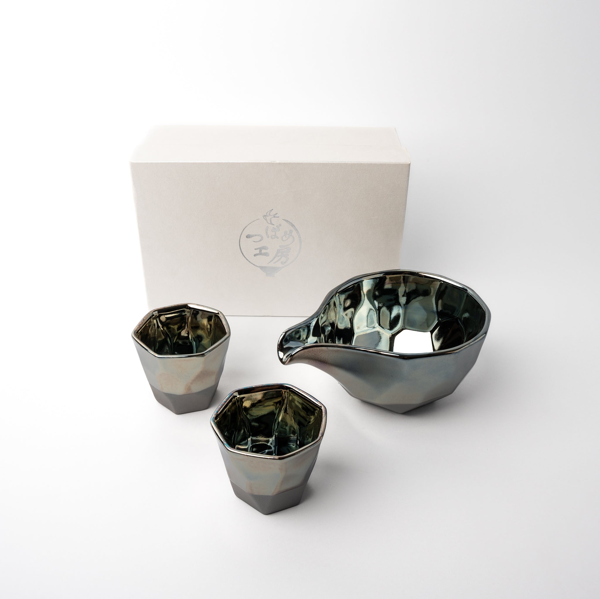 Sake Set Faceted Ink Glaze - Image 1