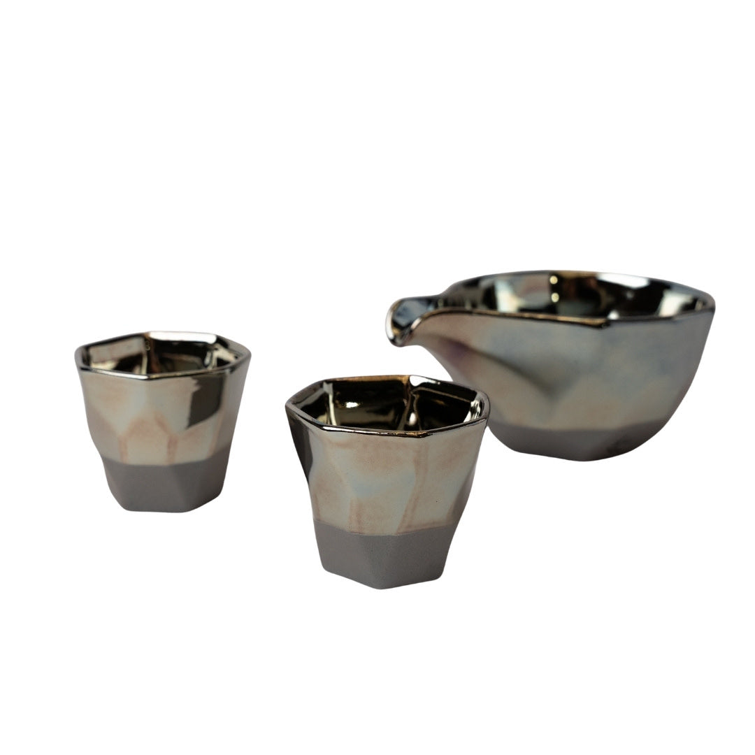 Sake Set Faceted Ink Glaze - Image 4