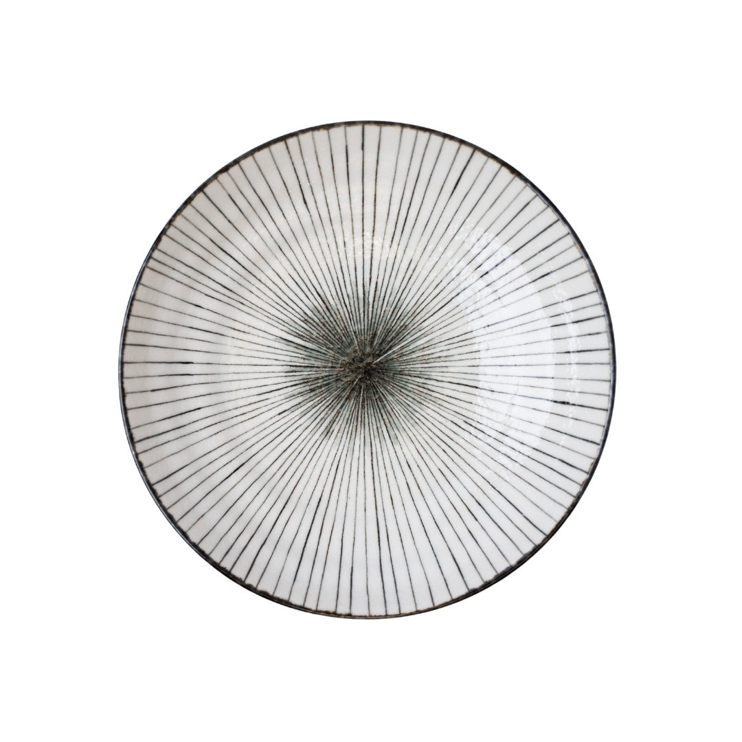 Pasta Bowl Flat 23cm Black Converging Line Glaze - Image 3