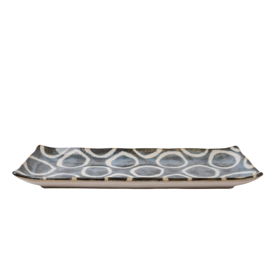 Sashimi Plate 27cm Brush Blue Ring Glaze - Image 1
