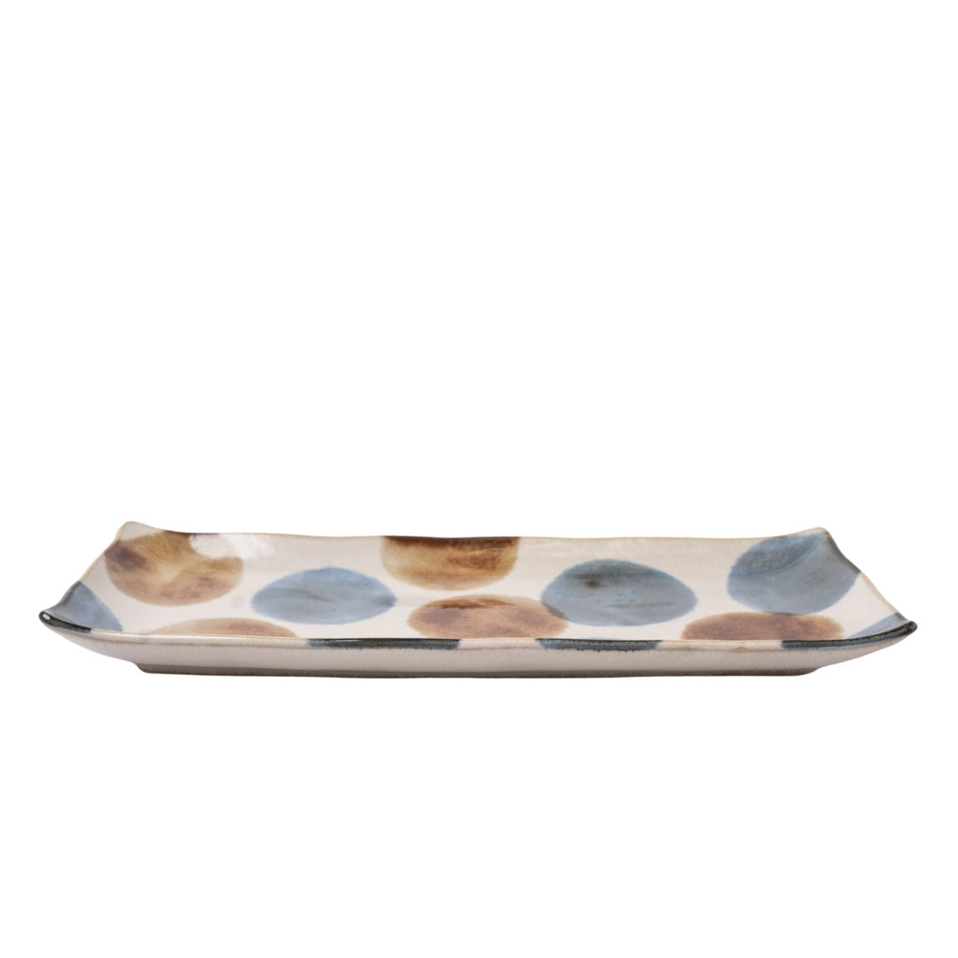 Sashimi Plate 27cm Brush Blue Spot Glaze - Image 1