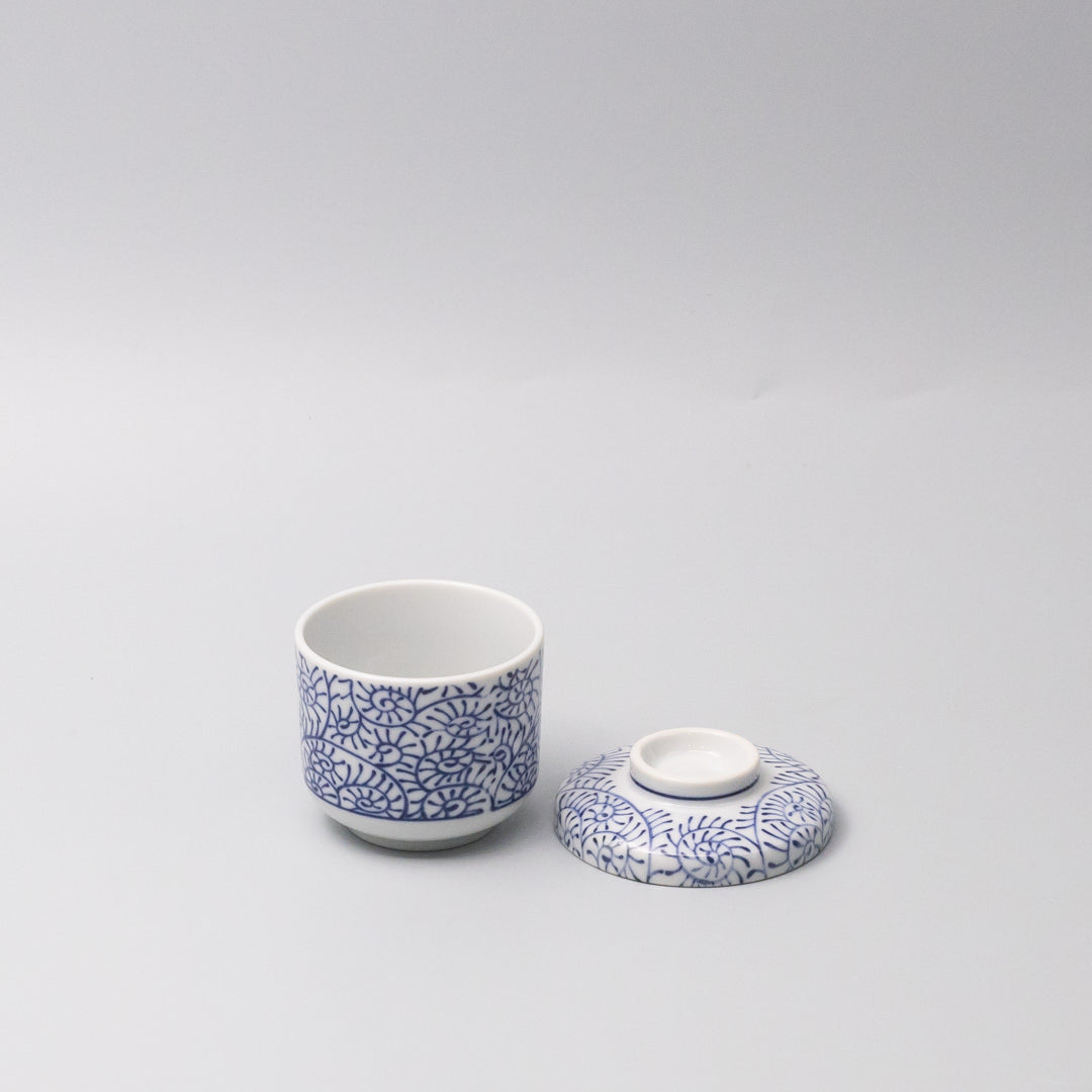 Cup Chawanmushi 170ml Blue Paisley Glaze - Image 1