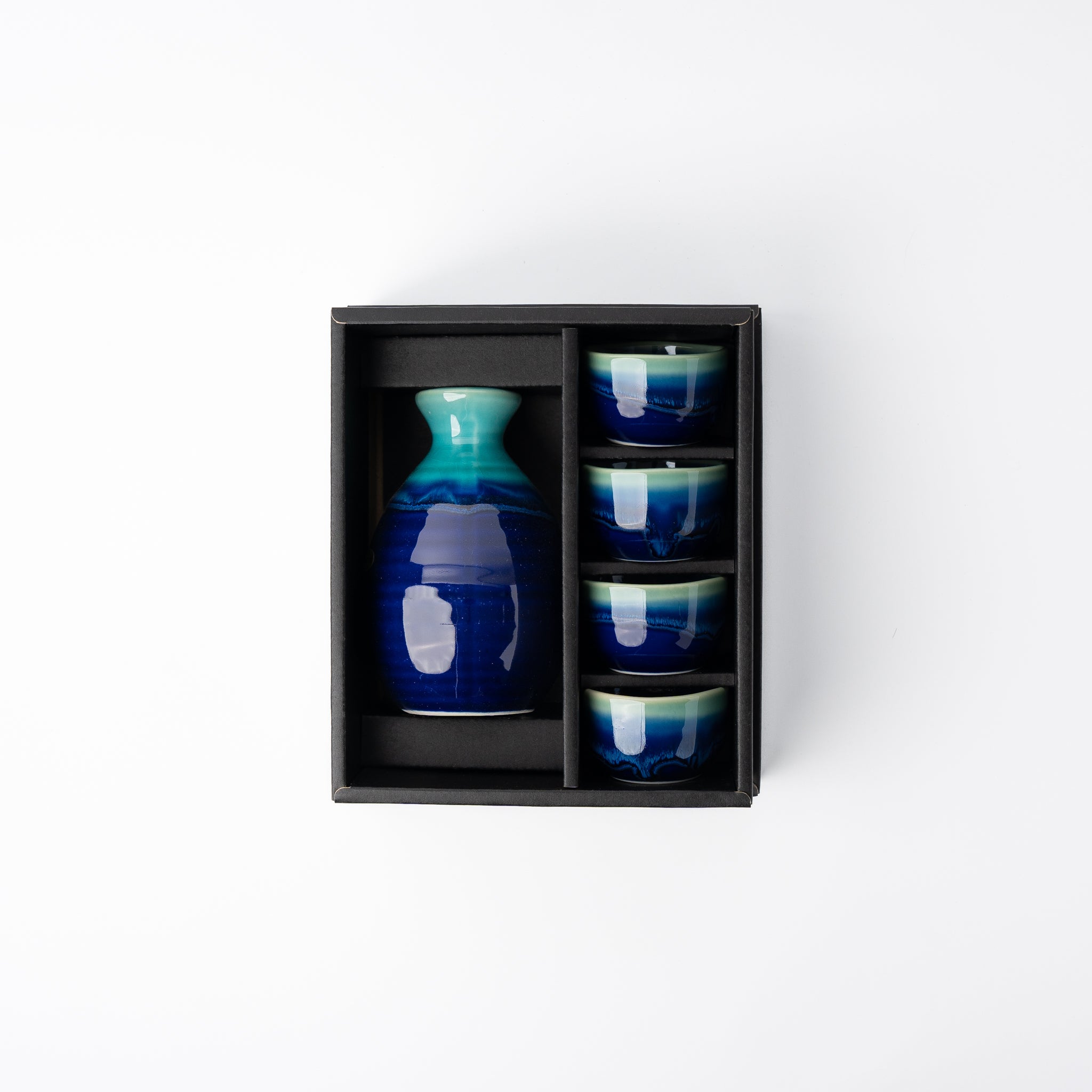 Sake Set for Four 330ml Cobalt Teal Glaze - Image 3