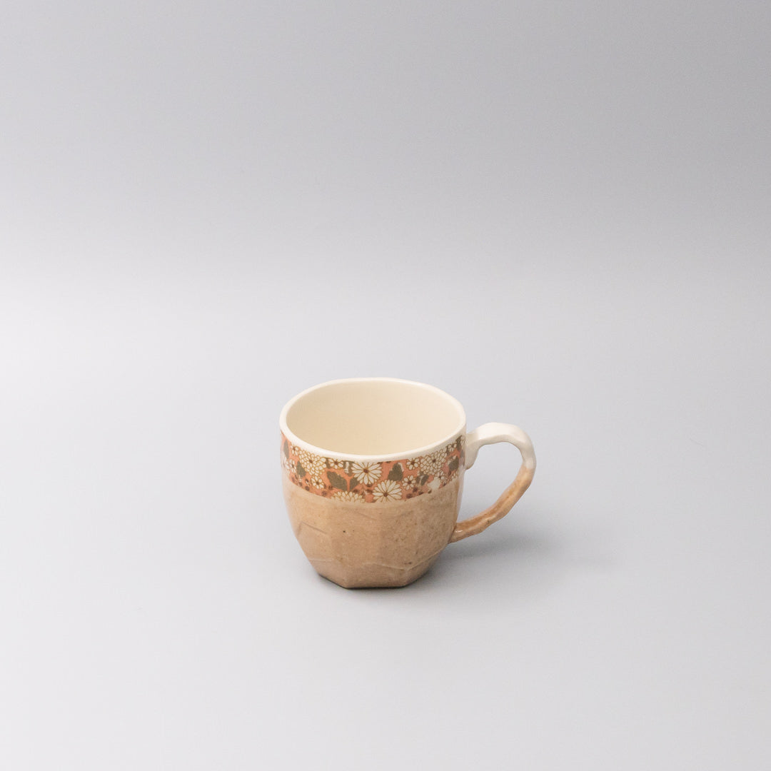 Mug in a Gift Box 260ml Apricot Floral Band Design - Image 1