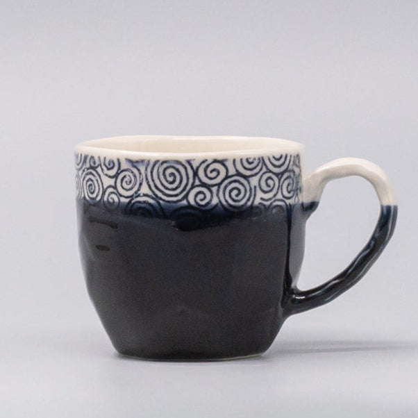 Mug in a Gift Box 260ml Navy Spiral Band Glaze - Image 1