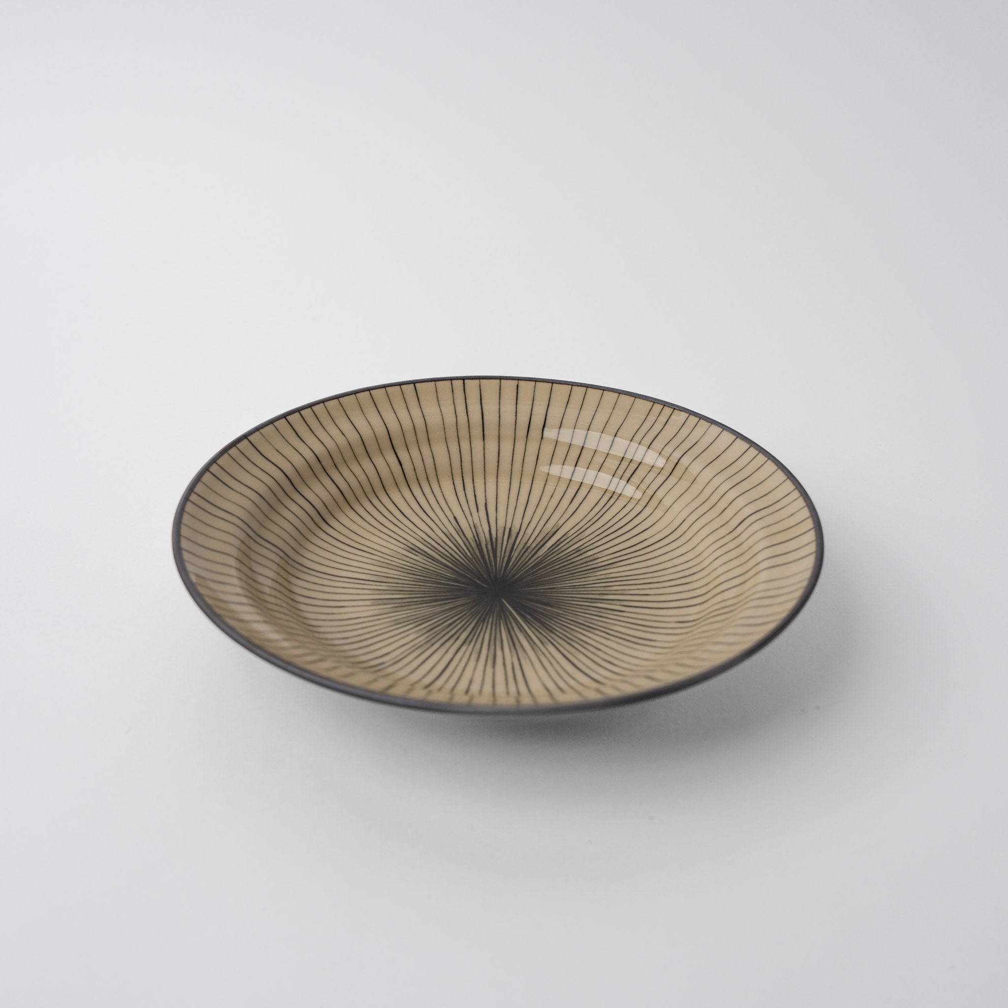 Bowl Shallow Flat Based 20cm Green Converging Line Glaze - Image 1