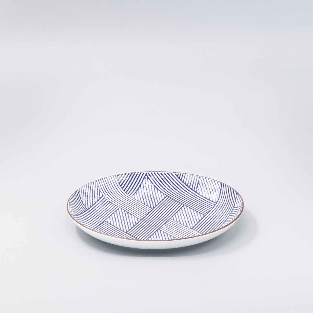 Plate 18cm Thatched Navy Design - Image 1