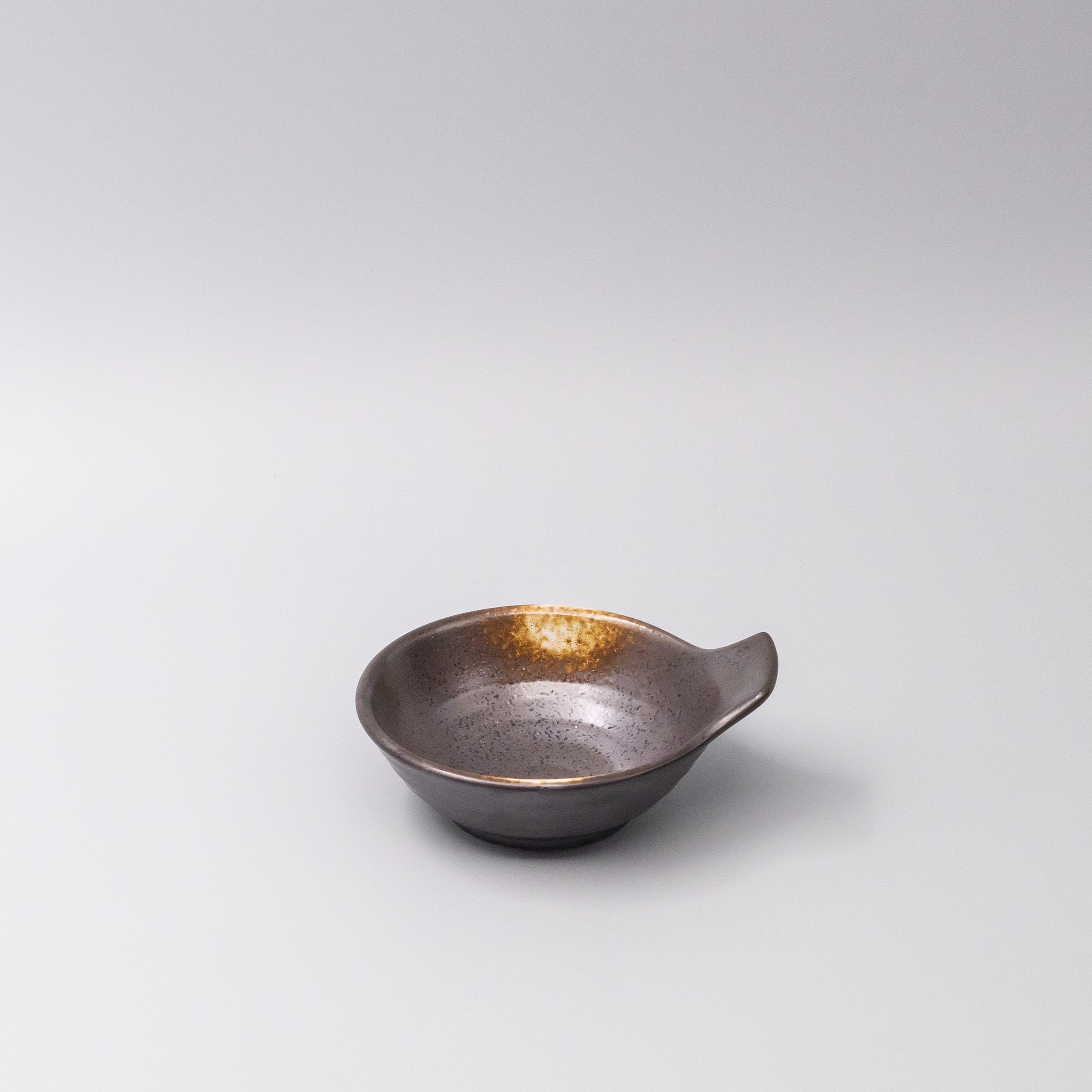 Bowl with Handle 12cm Bronze Glaze - Image 1