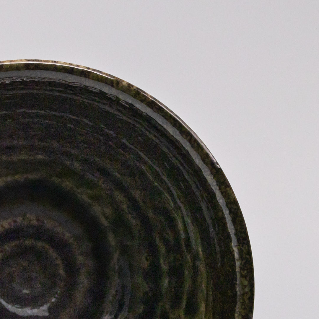 Bowl 15.5cm Shinogi Moss Black Glaze - Image 2