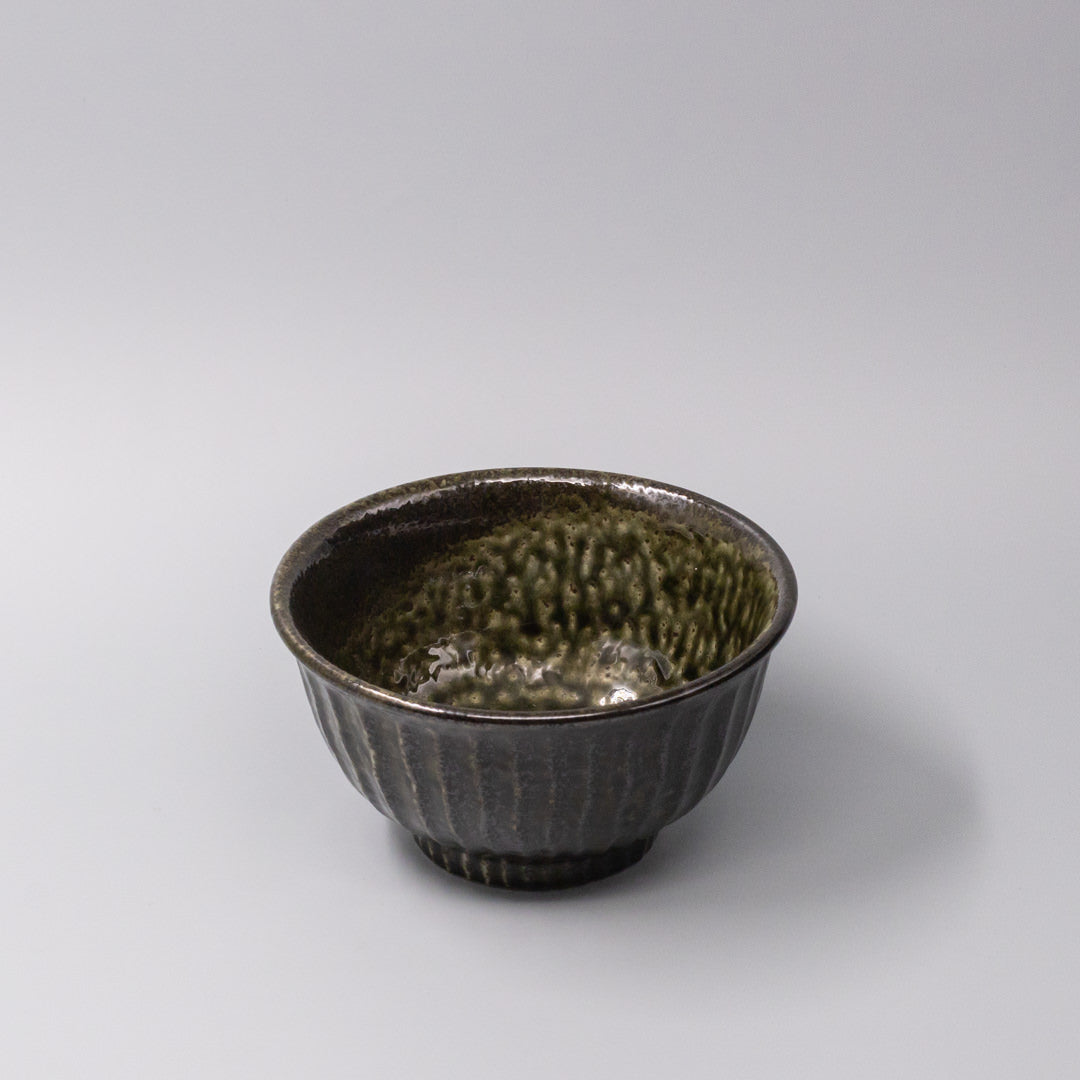 Bowl 18cm Shinogi Moss Black Glaze - Image 1
